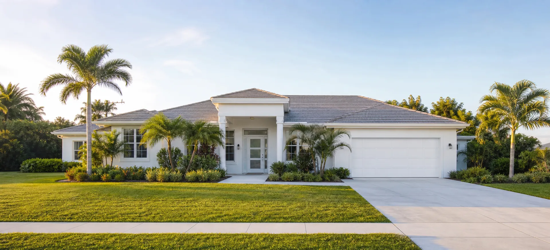 Casa unifamiliar moderna de fachada blanca en el suroeste de Florida — inspección de vivienda